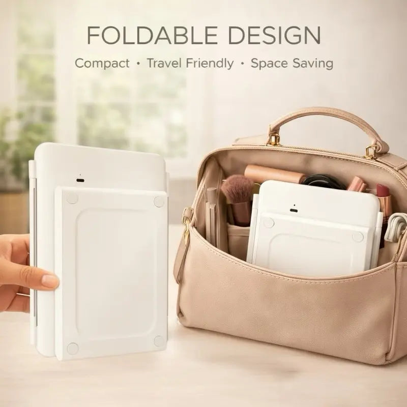 ALVANE Tri-Fold LED Vanity Mirror | 2X/5X Precision Magnification • 3 Light Modes • USB-C Rechargeable for Modern Beauty Routines