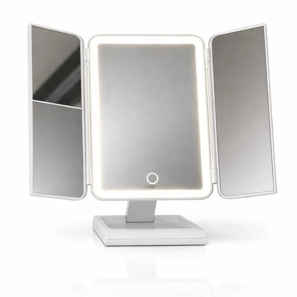 ALVANE Tri-Fold LED Vanity Mirror | 2X/5X Precision Magnification • 3 Light Modes • USB-C Rechargeable for Modern Beauty Routines